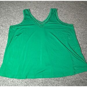 Torrid Green Sleeveless Lace Trim‎ V-Neck Tank Top Plus Size